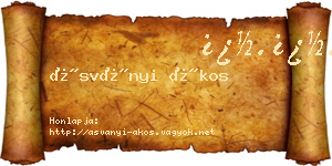 Ásványi Ákos névjegykártya