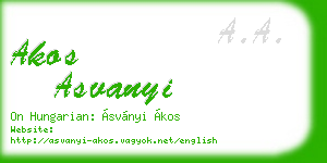 akos asvanyi business card